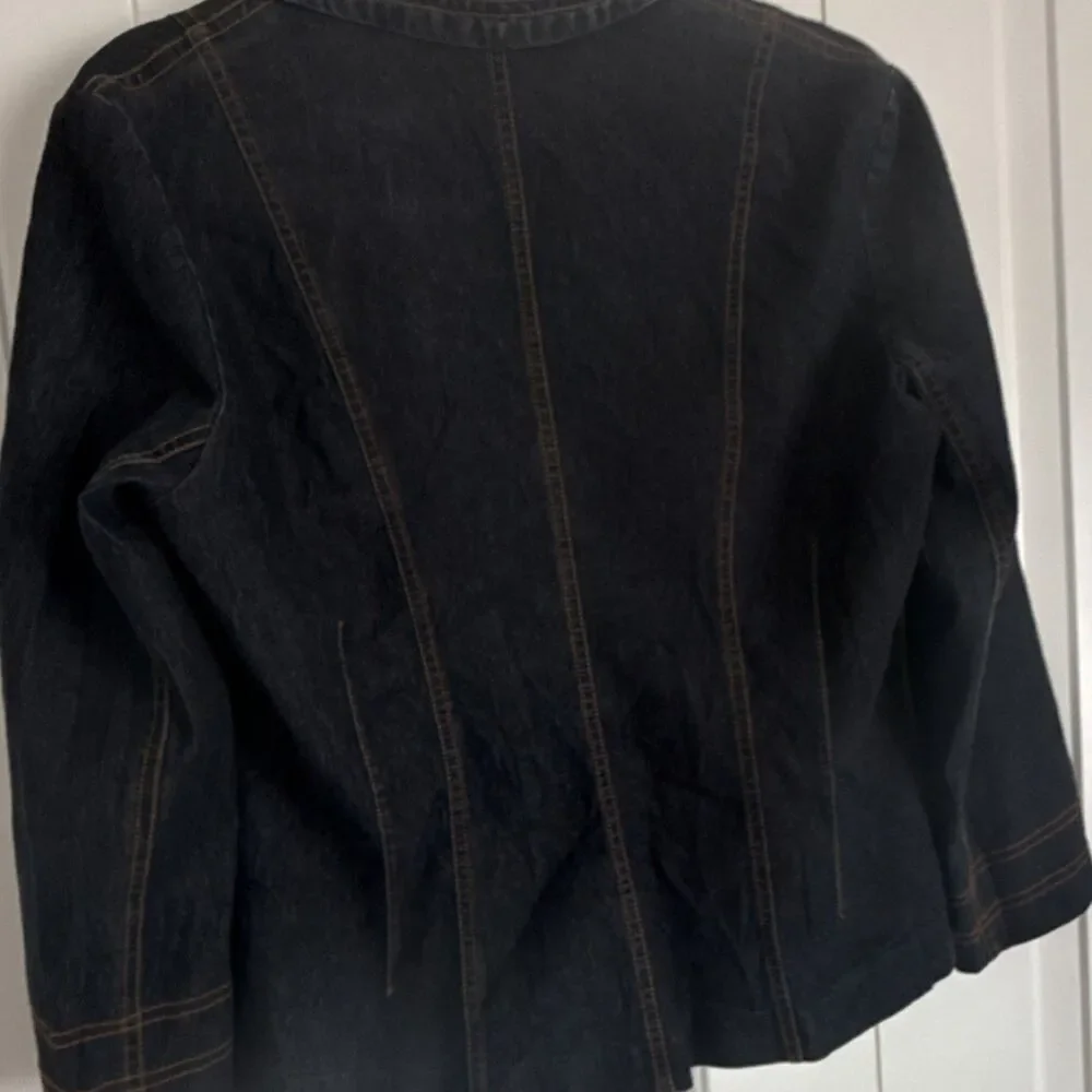 BISOU BISOU Button Collared Short Jacket Dark Blue Women's Size 12 - Picture 8 of 11